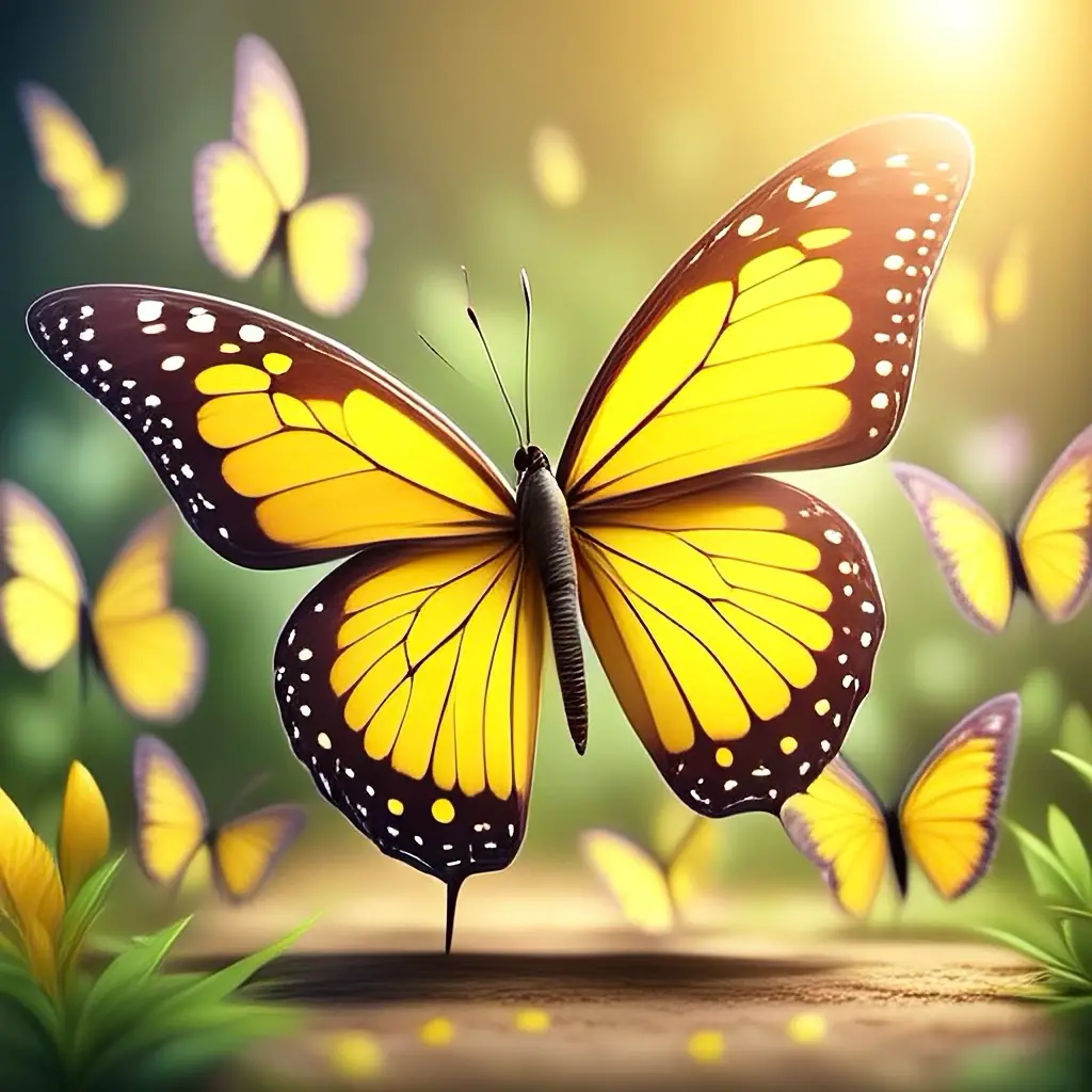 Mariposas amarillas que vuelan liberadas